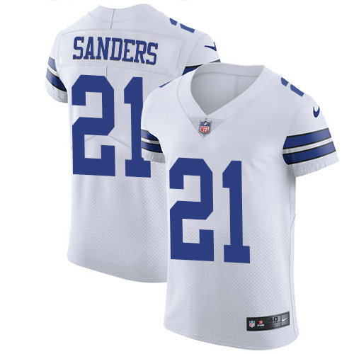 Nike Cowboys #21 Deion Sanders White Men's Stitched NFL Vapor Untouchable Elite Jersey - Click Image to Close